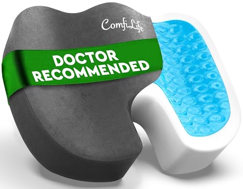 ComfiLife Premium Gel & Memory Foam Seat Cushion – Doctor Recommended Office Chair Cushion, Car Seat Cushion – Chair Cushions for Back & Sciatica Pain Relief – Seat Cushions for Office Desk (Charcoal) - color: Charcoal, size: Large