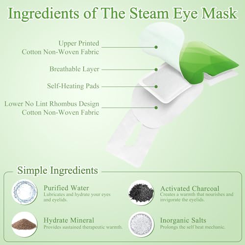 32Packs Steam Eye Mask, Heated Eye Mask for Sleeping, Warm Compress for Eyes, Self Heating Disposal Steam Mask for Home Sleep, Office, Spa, Travel Essentials Mothers Day Gifts (Green Tea) - color: 32Packs Green Tea