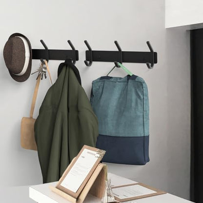 VAEHOLD 2PACK Coat Hooks Wall Hook for Hanging Clothes Robes Towels Hats Heavy Duty Coat Hanger Coat Rack Wall Mount with 3 Hooks - Black - color: Black, size: “C“ Shape 3 Hooks 2 Pack