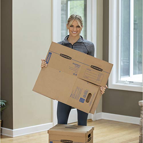 Bankers Box Small Classic Moving Box 5 Pack, Reinforced Handles, Tape-Free Assembly, Box with Lid, 15-in x 12-in x 10-in (7714902) - size: 5 Pack