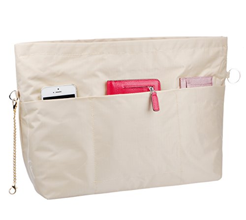 Vercord Handbag Purse Bag Insert Organizers Extra Thick Large Travel Handbag Organizer Beige - color: Beige