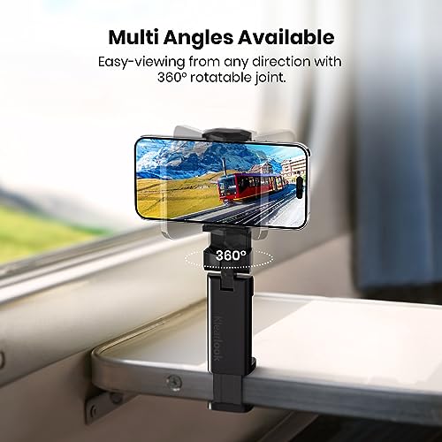 3 Pack Universal Airplane Phone Holder, Klearlook 360 Degree Rotation Travel Essentials Mount for Desk, Handsfree Stand, Flexible Accessories for Flying - color: 3-Black