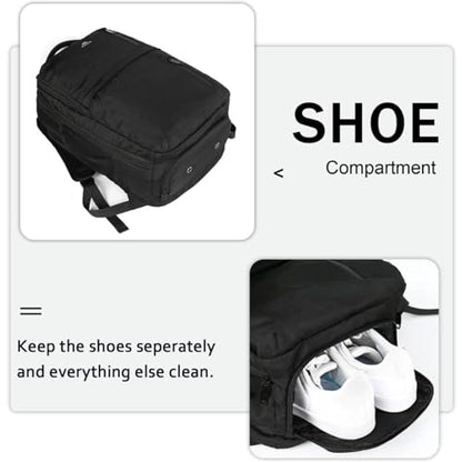 MATEIN Travel Laptop Backpack, Flight Approved Carry on Backpack with Shoe Compartment, Large Personal Item Bag Fits 15.6 inch Laptop, Water Resistant Luggage Overnight Weekender Bag, Black - color: Black, size: Large