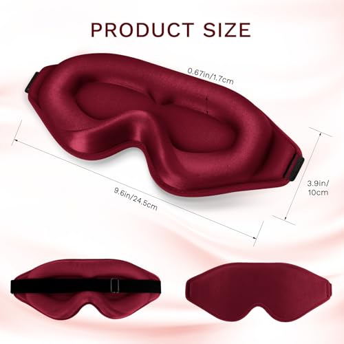 FlyCoco 99% Fully Block Out Light Eye Sleep Mask, 3D Deep Contoured Eyes Cover Zero Pressure, Long Lash Extension Eyes Mask with Adjustable Straps for Sleeping Travel Home Nap Rest Women Men (Red) - color: Red
