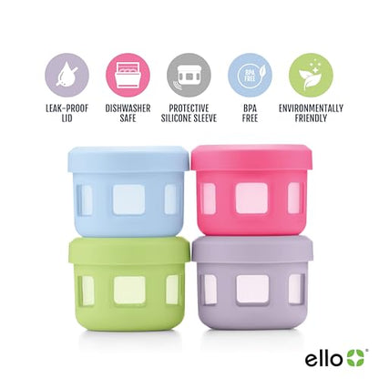 Ello Reusable Condiment Containers with Screw-on Leak Proof Lid | Perfect for Salad Dressing Sauce Dips Lunchbox Picnic Travel Bento Box | BPA-Free | Dishwasher Safe - color: Neon Dreams