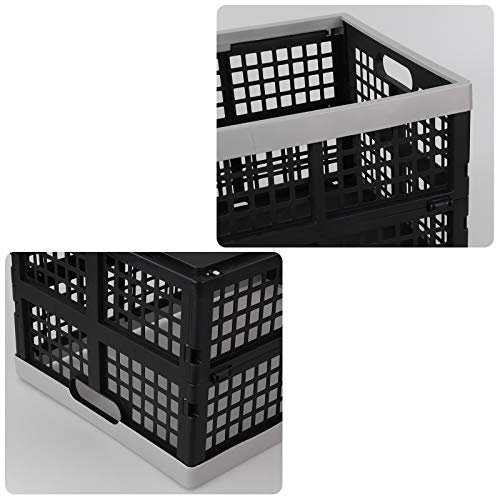 Vababa 42 L Plastic Stackable Collapsible Storage Crate, 3-Pack Stacking Folding Storage Basket - size: 42 L