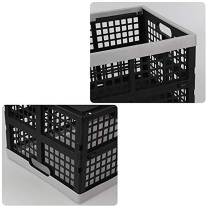 Vababa 42 L Plastic Stackable Collapsible Storage Crate, 3-Pack Stacking Folding Storage Basket - size: 42 L