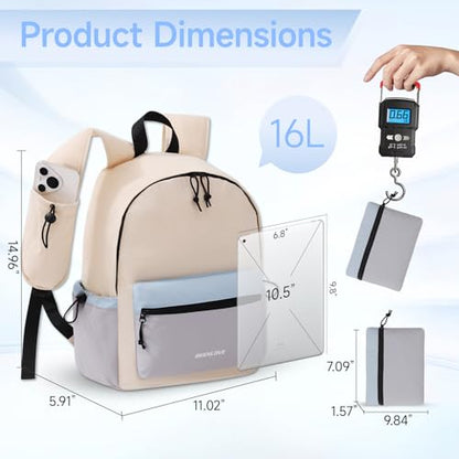Hiking Backpack for Women Men 16L,Lightweight Foldable Backpack,Packable Hiking Daypack for Travel Camping Outdoor,Beige - color: Beige