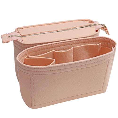 Bag Insert Organizer,2 Packs Insert Purse Organizer Fits For Neo Noe, Small Handbag Purse Neo Noe Organizer with Zipper for Women,Pink - color: Pink