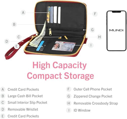 Mundi Jacqui RFID Crossbody Wallet for Women, Vegan Leather Small Travel Handbag with Phone Holder, Compact Organizer with Card Slots and Adjustable Strap, Vacation Purse in - color: Oatmeal