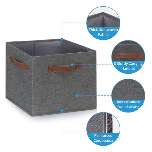 GhvyenntteS Large Fabric Storage Bins with 3 Handles, 15x11x9.6 Inch Storage Baskets for Shelves, Foldable Closet Storage Bins for Shelves, Closet Organizers and Storage Boxes, Gray - color: Gray, size: Large-3 Pack