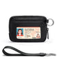 YDF The Iris Wallet for Women Mini Zip Card Case with Clear ID Window Zipper Coin Purse Lightweight Portable Keychain Wallet - color: Black