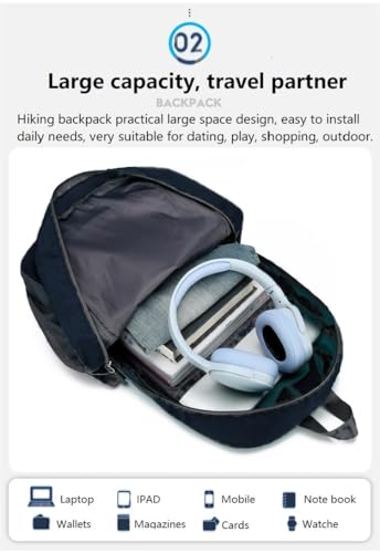 Ultra Lightweight-Packable-Hiking-Backpack Foldable Travel Camping Daypack Casual Outdoor Water-resistant 25L Backpacks (Dark Blue) - color: Dark Blue