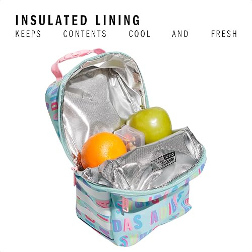 adidas Santiago Lunch Bag Cooler for Women and Men, Insulated Food Container Box with Mesh Pocket, Hall Pass Semi Flash Aqua/Pink Spark/3.0, One Size - color: Preloved Crimson/Rose Gold/3