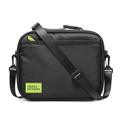 Simple Modern Hadley Lunch Box with Shoulder Strap | Kids & Adults | Insulated Bag with Pockets for Women, Men, Girls, Boys - color: - Midnight Black