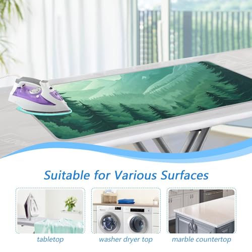 Mountain Forest Trees Green 02 Ironing Mat for Table top Portable Ironing Pad Blanket for Washer Dryer Countertop Travel - color: Mountain Forest Trees Green 02