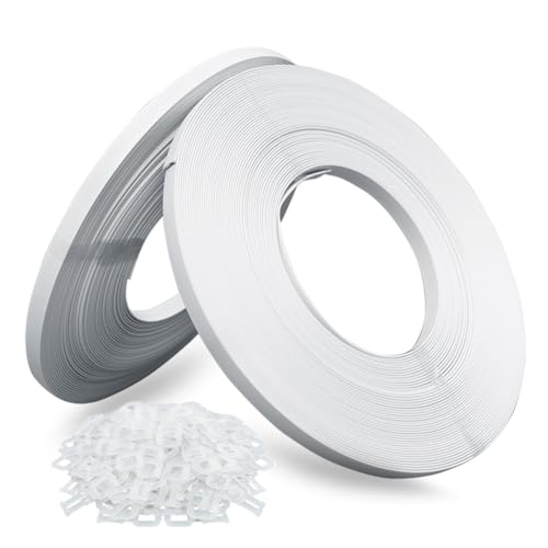 Hand Grade Polypropylene (PP) Strapping Coil 0.55" x 0.024" 130lbs Break Strength White Poly Strap 100pcs Plastic Buckles for Manual Packing Box Packing Strapping (Length328' x 2 Rolls) - size: Length328' x 2 Rolls