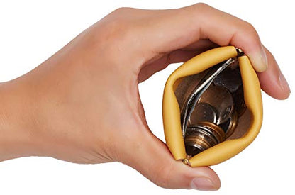 Travelambo Leather Squeeze Coin Purse Pouch Change Holder For Men & Women - color: Access Yellow