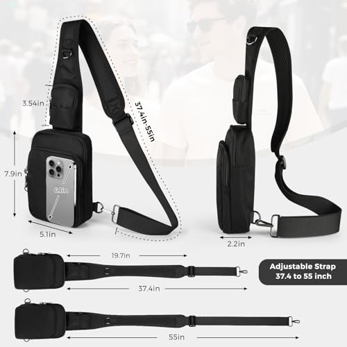 VADOO Sling Bag, Crossbody Bag with Zipper Lock, RFID Blocking & Water Resistant for Men and Women - color: Black