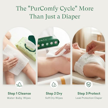 PurComfy Baby Diapers Essential Kit, 4 Pack Size 6 Diapers (112 Ct), 6 Baby Wipes (360Ct), 4 Travel Pack Wipes (32Ct) and 2 Dry Wipes (120Ct), All in One Newborn Essentials Kit, Total 624 Count - size: Size 6(112ct)+Wipes(360ct)+Dry Wipes(120ct)