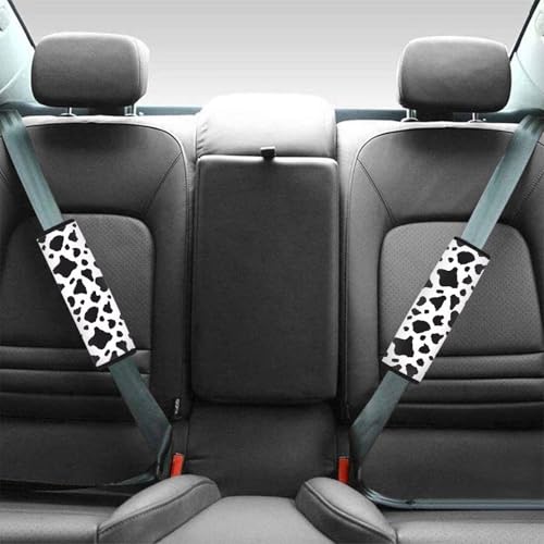 Cow Print Seat Belt Cover Pad Comfortable Driving Seatbelt Shoulder Pad Cushions 2 PCS Easy to Install Anti-Slip Shoulder Strap Protect Universal Auto Seat Straps - color: Cow Print