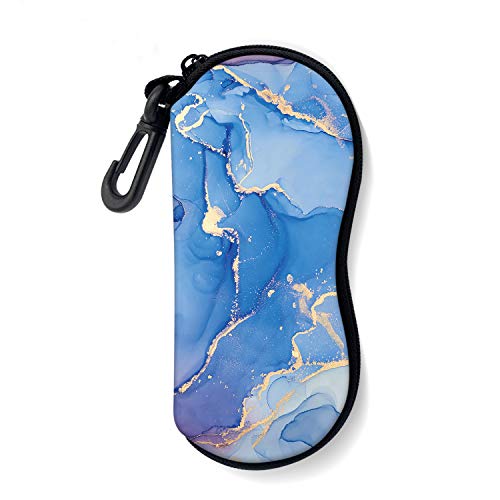 Sunglasses Soft Case with Carabiner Ultra Light Neoprene Zipper Glasses Case - color: Rebl Marble