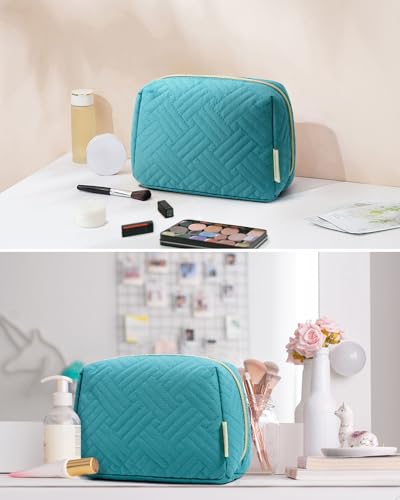 BAGSMART Small Makeup Bag, Travel Cosmetic Bag Make Up Pouch Small Travel Zipper Pouch,Water-resistant Toiletry Bag,Makeup Organizer Bag for Women, Blue - color: 01-Teal Blue