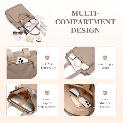 GOLF SUPAGS Convertible Laptop Backpack for Women Casual Daypack Notebook Tote Bag for Work College Travel Leisure (Champagne) - color: Champagne