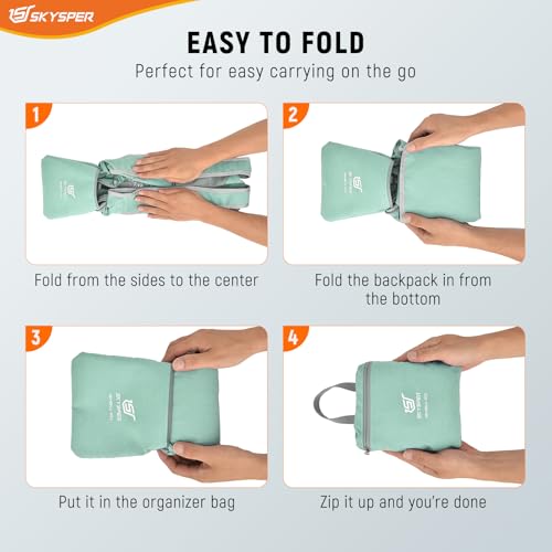 SKYSPER 10L Hiking Backpack Small Foldable Daypack Packable Lightweight Hiking Daypack Travel Day Pack for Women Men - color: Mintgreen