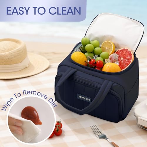 Lunch Box for Women 7L Soft Insulated Lunch Bag Reusable Leakproof Lunch Cooler for Work Meal Picnic Hiking Navy Blue - color: Navy Blue