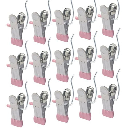 15 Pack Stainless Steel Boot Hangers Clips, Laundry Hooks Hanging Clips, Space Saving Boot Holder Clips for Closet Travel(Pink) - color: Pink