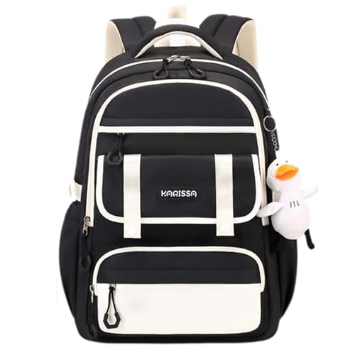 Womens Girls Backpack for School Cute Aesthetic Large Laptop Backpack Kawaii Preppy Teen Kids Bookbag Travel Daypack (Black,S) - color: Black, size: Small