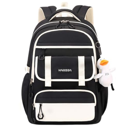 Womens Girls Backpack for School Cute Aesthetic Large Laptop Backpack Kawaii Preppy Teen Kids Bookbag Travel Daypack (Black,L) - color: Black, size: Large