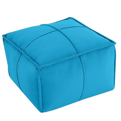 MeMoreCool Stuffed Round Pouf Ottoman Foot Rest, Floor Pouf Foot Stool with Soft Foam Chunk Filling, Small Round Ottoman Footstool Circle Footrest for Living Room - color: Piping Blue