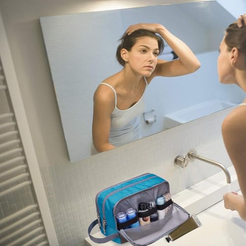 Toiletry Bag for Men Hanging Dopp Kit Water Resistant Shaving Bag Small Toiletry Bag for Traveling (Blue) - color: Blue