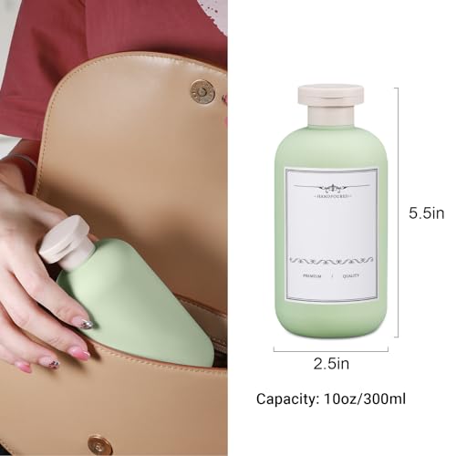 10oz Travel Shampoo Bottle, Empty Plastic Squeeze Bottles with Flip Cap, Lotion Container for Toiletries Travel Size Shampoo and Conditioner (3 pack green) - color: Green, size: 10 oz