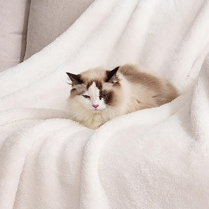 Berkshire Blanket Classic Extra-Fluffy™ Plush Throw Blanket, Soft Fuzzy Fluffy Long Hair Throw Blanket for Couch Sofa Bed, Cream, 50x60 Inches - color: Cream, size: Throw/Throw XL