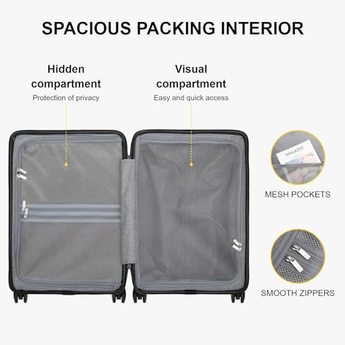 LEVEL8 Carry on Suitcase for Women Men, Carry-on Luggage Airline Approved, Travel Bag with Spinner Wheels, Lightweight Luminous Textured Hard Shell, Tsa Lock, 20 Inch, Cream White - color: Cream White, size: Carry-On 20 Inch