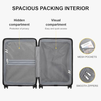 LEVEL8 Carry on Suitcase for Women Men, Carry-on Luggage Airline Approved, Travel Bag with Spinner Wheels, Lightweight Luminous Textured Hard Shell, Tsa Lock, 20 Inch, Cream White - color: Cream White, size: Carry-On 20 Inch