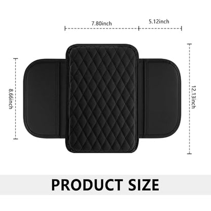 Stacool Upgraded Car Center Console Cover,Microfiber Leather Car Armrest Cover Cushion with 2 Storage Bags,Universal Car Armrest Storage Box (Black) - color: Black