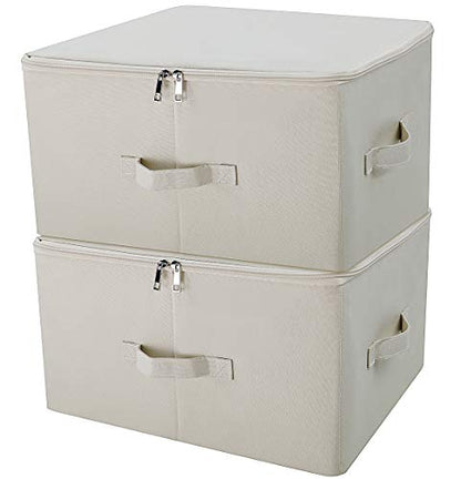 iwill CREATE PRO Collapsible Rigid Storage Bins with Lid, Shelves Clothes Storage Cubes, Tide Up Your Wardrobe, Beige, Set of 2 - color: Beige