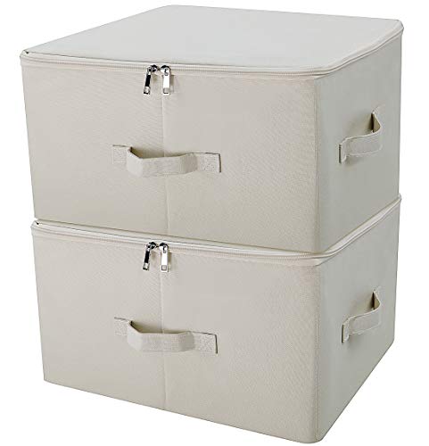 iwill CREATE PRO Collapsible Rigid Storage Bins with Lid, Shelves Clothes Storage Cubes, Tide Up Your Wardrobe, Beige, Set of 2 - color: Beige