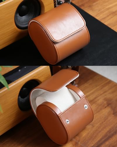 Watch Roll Travel Case for Men and Women with Suede Lining Watch Display Box Single Watch Storage and Organizer (1 Slot Light Brown) - color: 1 Slot Light Brown