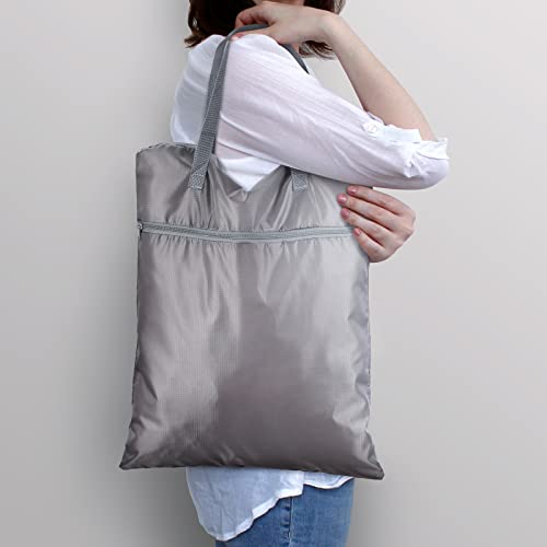 Oudain 2 Pcs Travel Laundry Bags Waterproof with Handle Dirty Clothes Bag for Traveling Hanging Laundry Hamper with Two Zippered Pockets Washable Reusable for Sports Home Travel College - color: Black, Gray