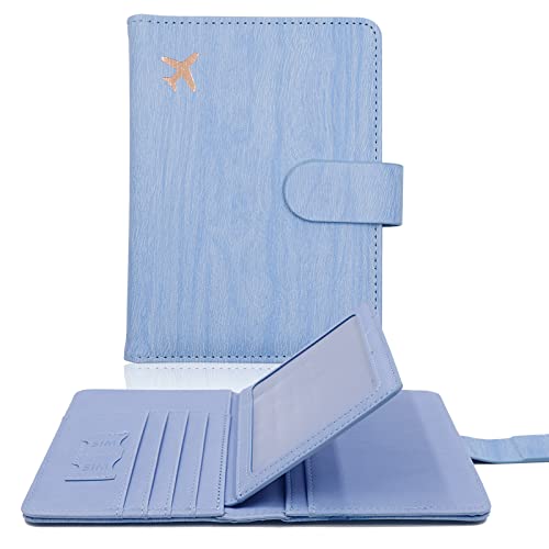 Melsbrinna Rfid Passport Holder for Travel women/Men, Cute Passport Wallet Rfid Blocking Card Slots, Rfid Passport Cover/CaseTravel Wallet, Passport Book Holder (1, Blue4) - color: Blue4