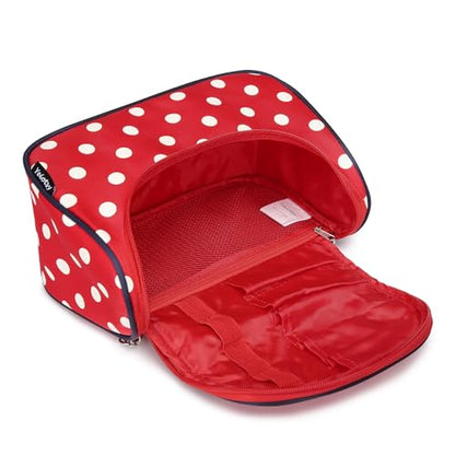 Yeiotsy Travel Cosmetic Bag for Women – Polka Dot Makeup Bag Organizer & Hanging Toiletry Bag - color: Classic Red