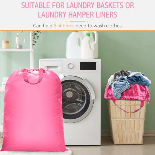Isink Extra Large Heavy Duty Laundry Bag - 28" x 40", Travel Laundry Bag for Dirty Clothes (Pink) - color: Extra Large Laundry Bag With Handles (Pink)