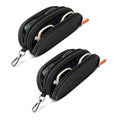 Double Eyeglasses Case Soft Portable Zipper Sunglasses Pouch with Keychain Clip for Men Women - color: Black - Pack of 2