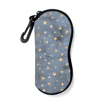 Sunglasses Soft Case with Carabiner Ultra Light Neoprene Zipper Glasses Case - color: Stars