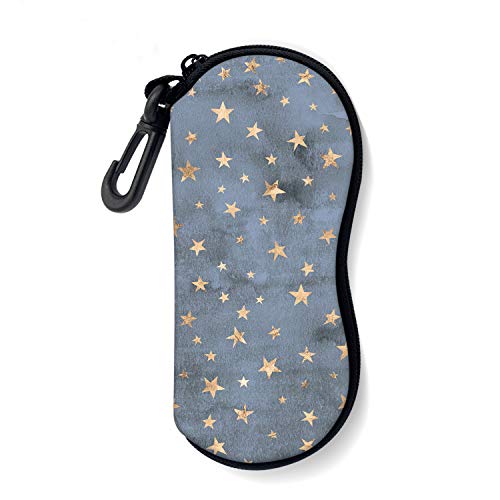 Sunglasses Soft Case with Carabiner Ultra Light Neoprene Zipper Glasses Case - color: Stars